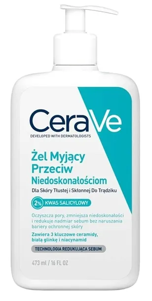 CERAVE Żel Myjący Przeciw Niedoskonałościom dla skóry tłustej - 473ml