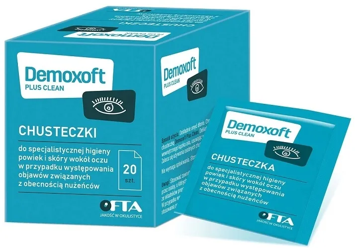 Demoxoft Plus Clean Chusteczki do powiek 20 sztuk