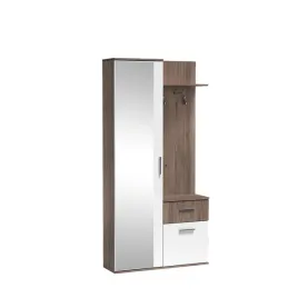 nowoczesna-garderoba-z-lustrem-szuflada-dab-truflowy-bialy