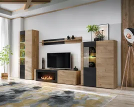 mebloscianka-aron-z-biokominkiem-dab-ribbeck-czarny-mat-ryflowany