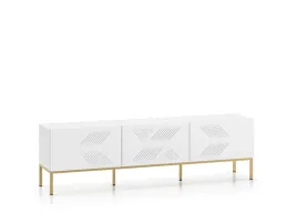 nowoczesna-biala-szafka-rtv-stolik-metalowa-zlota-podstawa-frez