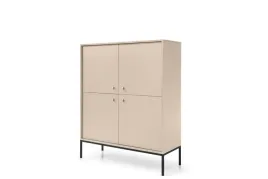 stylowa-komoda-wysoka-bezowa-salon-loft-metalowe-czarne-nogi