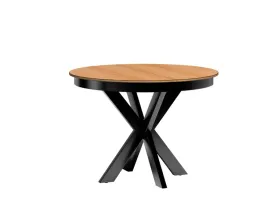 nowoczesny-rozkladany-stol-okragly-odcienie-brazu-dab-metalowe-nogi