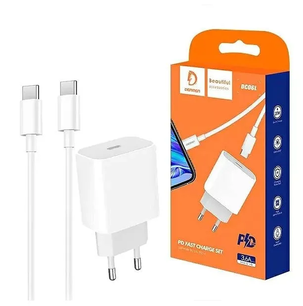 denmen-ladowarka-siec-20w-3600mah-kabel-typ-c-stan-nowy