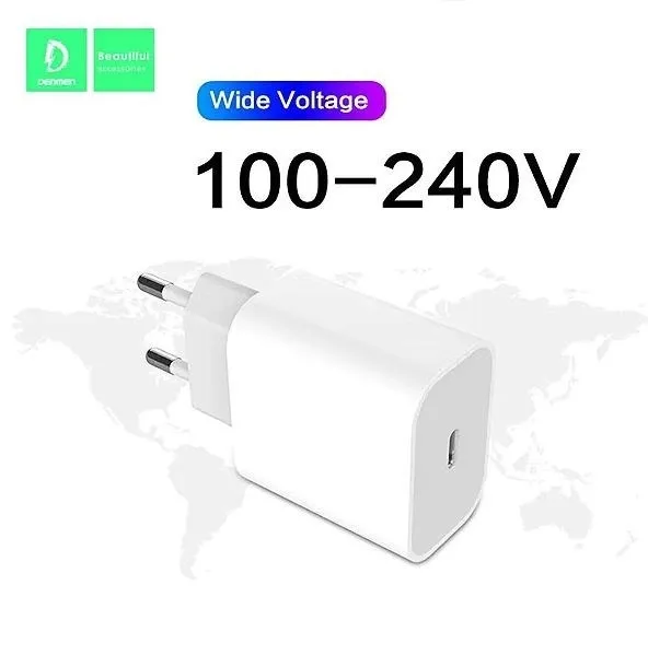 denmen-ladowarka-siec-20w-3600mah-kabel-typ-c-kolor-bialy