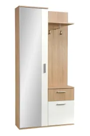 nowoczesny-przedpokoj-z-lustrem-garderoba-szuflada-dab-sonoma-bialy