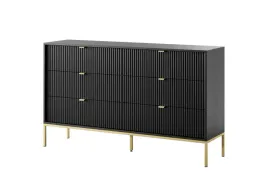 czarna-komoda-z-szufladami-zloto-metal-loft-ryflowane-fronty-aureo
