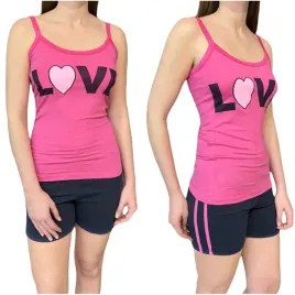 pizama-damska-rozowa-spodenki-granatowe-love-l-xl