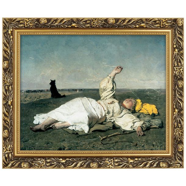 Obraz ”Babie lato” Chełmoński, złota rama Makówka, 40x50 cm
