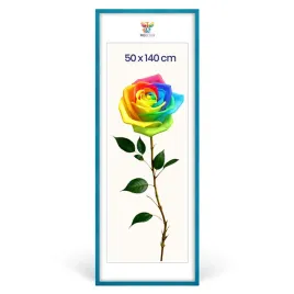 ramka-na-zdjecia-50-x-140-cm-turkusowa-z-naturalnego-drewna