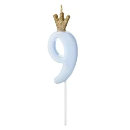 swieczka-urodzinowa-cyferka-9-jasny-niebieski-ze-zota-korona-9-5cm