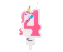 swieczka-urodzinowa-jednorozec-unicorn-cyfra-4-rozowa