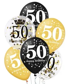 balony-na-50-urodziny-z-konfetti-zlote-czarne-happy-birthday-30cm