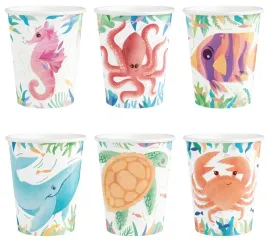 kubeczki-papierowe-kolorowe-podwodne-zwierzeta-syrenka-6-szt-ocean-kubki