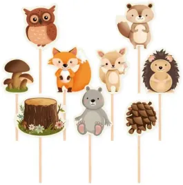 toppery-na-tort-zwierzeta-lesne-lesni-przyjaciele-9-sztuk-urodziny