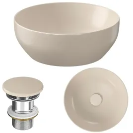 umywalka-nablatowa-okragla-bezowy-mat-larga-40-cm-cersanit-zestaw-z-korkiem