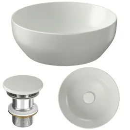 umywalka-nablatowa-okragla-jasny-szary-mat-larga-40-cm-cersanit-z-korkiem