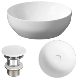 umywalka-nablatowa-okragla-bialy-mat-larga-40-cm-cersanit-zestaw-z-korkiem