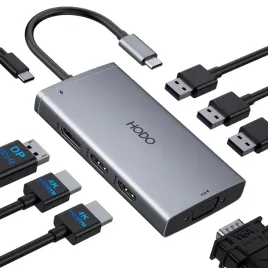 hodo-hub-usb-c-pd-3-0-hdmi-4k-dp-3-usb-vga-100w-8w1-surface-macbook-dell-hp
