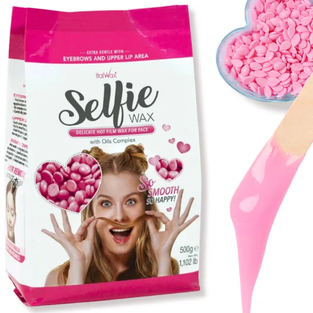 ItalWax WOSK twardy do depilacji bezpaskowej SELFIE 500g do wąsika twarzy