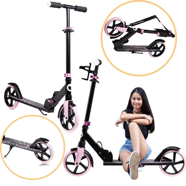 Lionelo Hulajnoga Regulowana Składana Amortyzator Black Luca Carbon Pink
