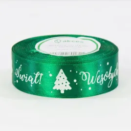 wstazka-satynowa-swiateczna-zielona-wesolych-swiat-25mm-22m
