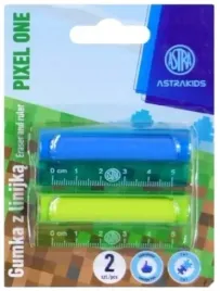 astra-gumka-z-linijka-linijka-pixel-one-niebieska-zielona-2szt