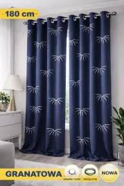 zaslona-180-cm-granatowa-wzor-slonca-na-przelotkach-nowa