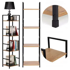 regal-na-ksiazki-drewniany-4-polki-metalowa-rama-stojacy-nowoczesny-loft