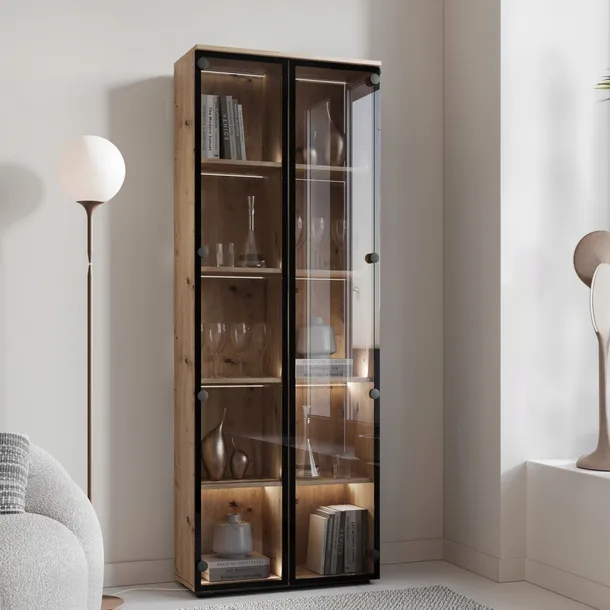 witryna-stojaca-figo-04-dab-artisan-kolor-frontow-czarny