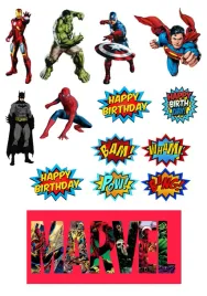 wydruk-oplatek-cukrowy-na-tort-marvel-bohater-napis-gratis-avengers