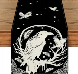 retro-bieznik-na-stol-40x140-cm-ptak-wikingowie-czarny