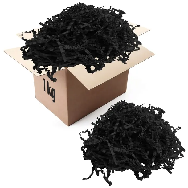 WYPEŁNIACZ DO PREZENTÓW Papierowy WYPEŁNIENIE ZigZag 1KG CZARNY Wiórki