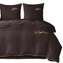 posciel-haftowana-160x200-mikrofibra-mis-cotton-world-gruba-3-el-brazowa