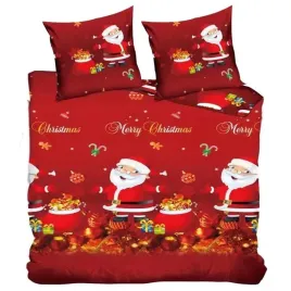 posciel-swiateczna-160x200-bawelna-satyna-czaerwona-komplet-3-cz-mikolaj