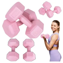 hantle-szesciokatne-2x3-kg-zestaw-ciezarki-do-cwiczen-obciazniki-rozowe-fit