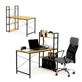 biurko-komputerowe-drewniane-regal-z-polkami-loft