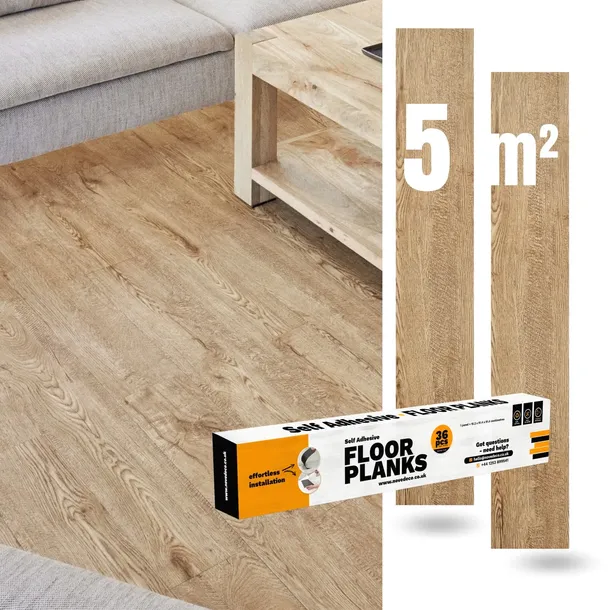 Panele Winylowe Samoprzylepne 5 m² JASNY BRĄZ Deski PARKIET Wodoodporne