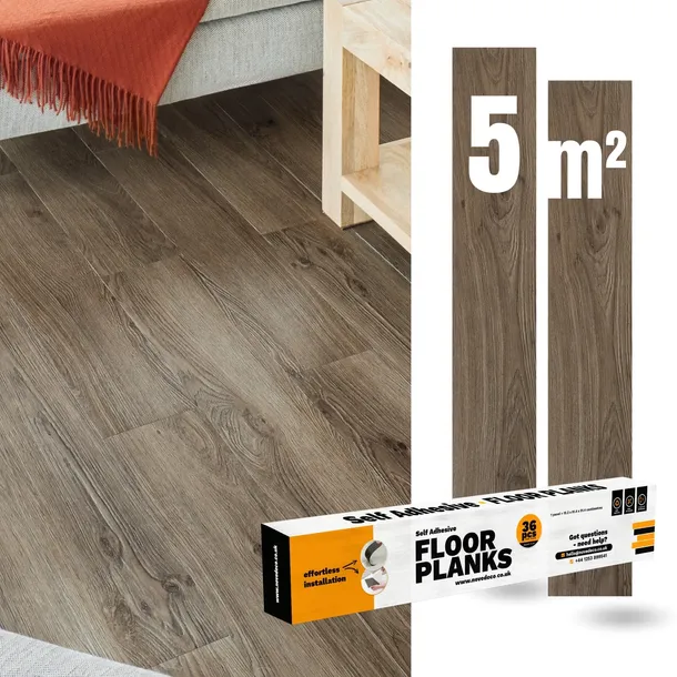 Panele Winylowe Samoprzylepne 5m² CZEKOLADOWY DĄB Deski parkiet WODOODPORNE