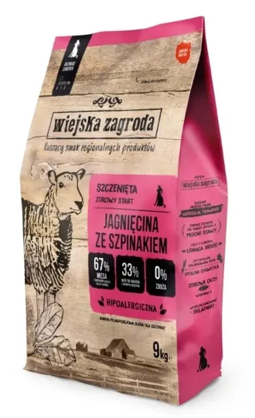 Wiejska Zagroda Jagnięcina szpinak (szczeniak)S 9kg