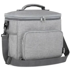 solidna-torba-termiczna-na-lunch-piknik-2-komory-kieszenie-pasek-szara