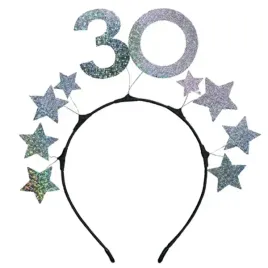 opaska-z-cyferka-30-i-srebrnymi-gwiazdkami-urodziny-urodzinowa