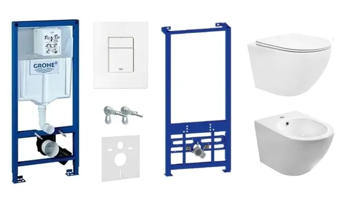 STELAŻ DO WC GROHE+PRZYCISK BIAŁY +MATA+ MISA WC DESKA+ BIDET +STELAŻ BIDET