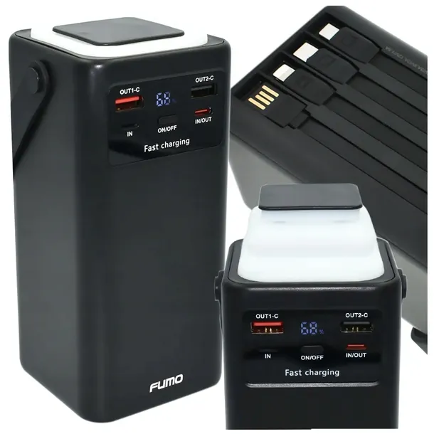 POWERBANK 50000mAh POWER BANK USB C Szybkie Ładowanie LATARKA + KABLE