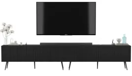 komoda-rtv-glamour-szafka-rtv-czarny-mat-nogi-loft-czarne-metalowe-300-cm