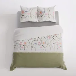 komplet-posciel-220x200-fable-100percent-bawelna-satyna-kwiaty-i-zielen-oliwkowa
