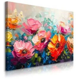obraz-canvas-do-salonu-kolorowe-polne-kwiaty-malarstwo-abstrakcja-120x80