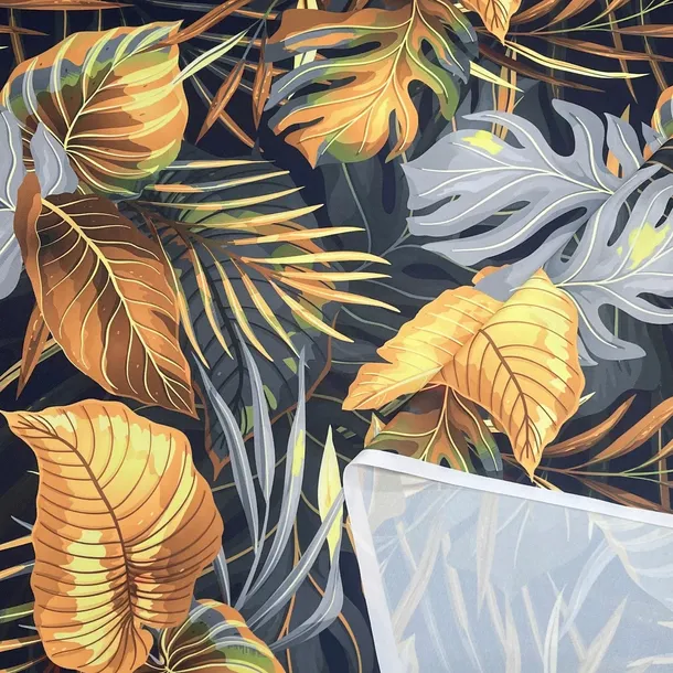 Złota monstera OXFORD Tkanina drukowana gładka wodoodporna tapicerska