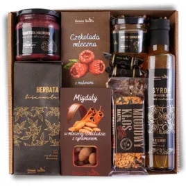 zestaw-prezentowy-kosz-slodycze-herbata-migdaly-syrop-miod-konfitura-box