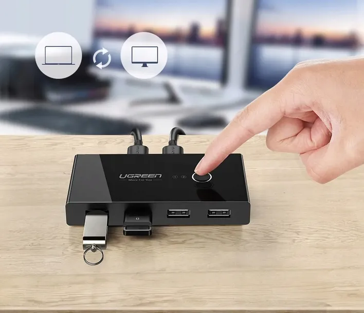 switch-przelacznik-kvm-usb-2x4-ugreen-usb-2-0-waga-z-opakowaniem-0-23-kg-stan-nowy